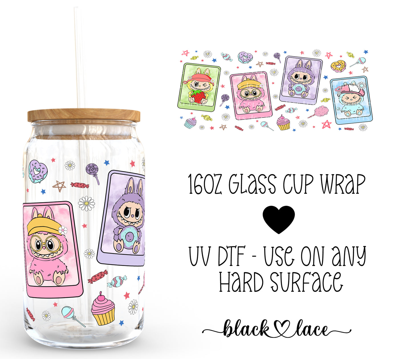LuBubu Cards ~ 16oz cup wrap