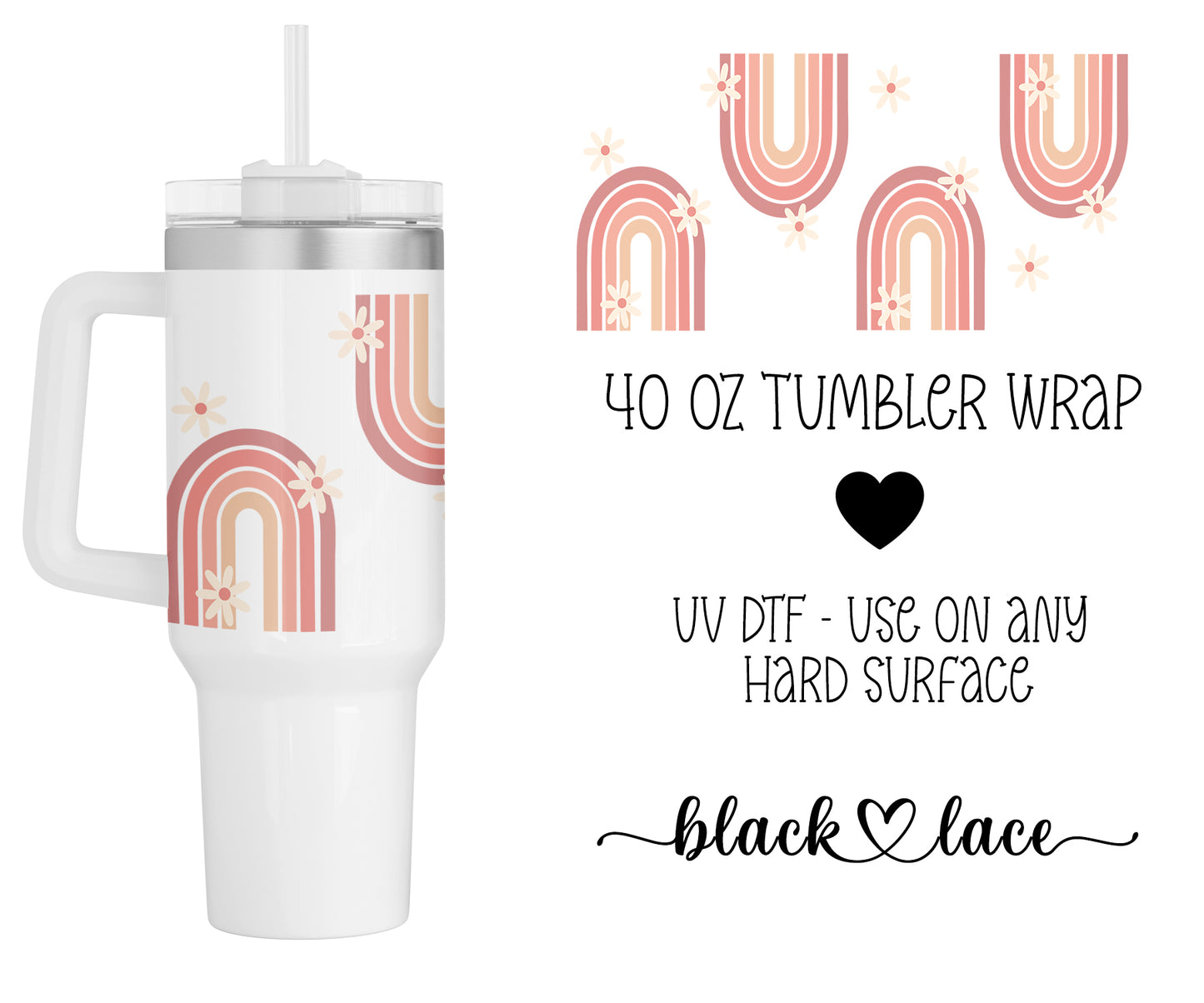 Boho Rainbow ~ 40oz cup wrap