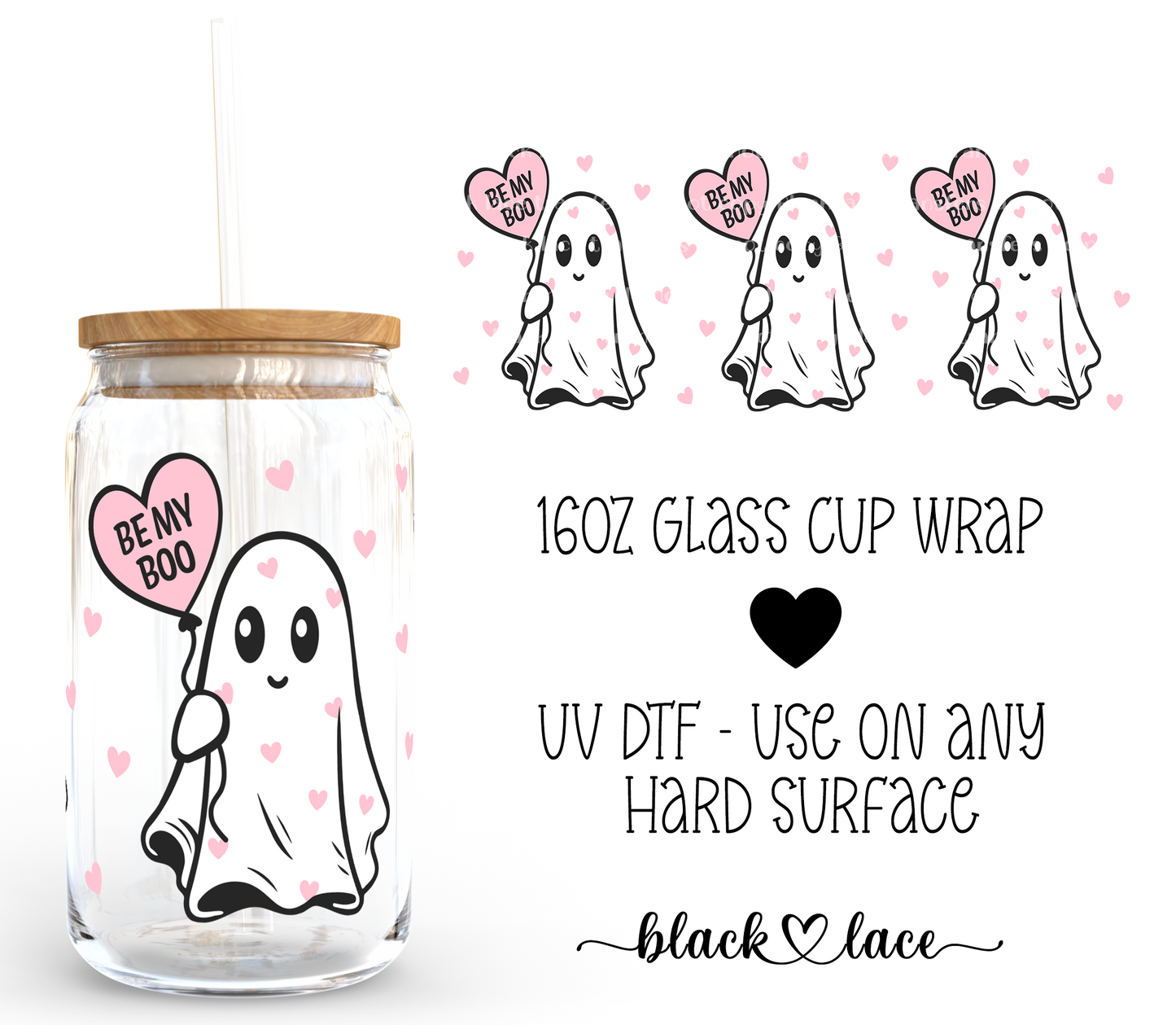 Be my boo Ghosite ~ 16 oz cup wrap