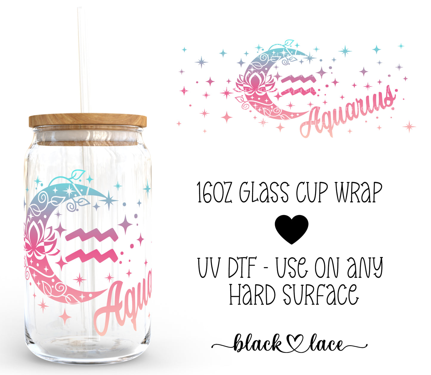 Aquarius ~16oz cup wrap