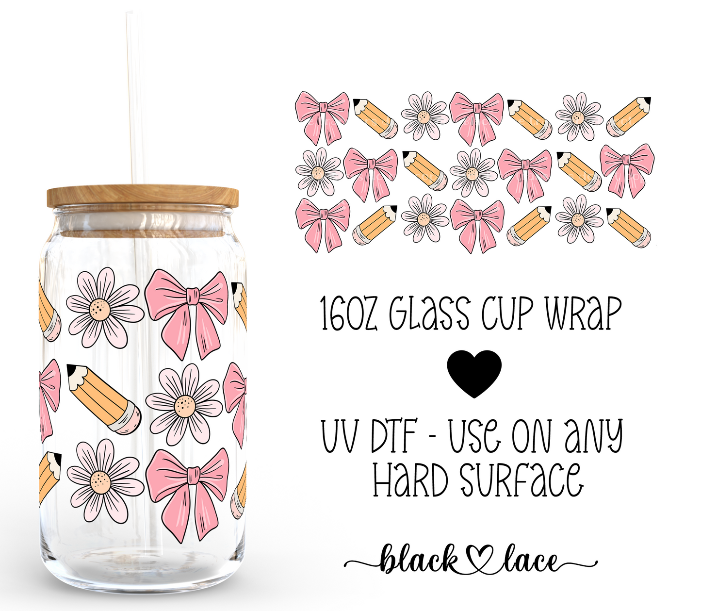 Teacher Bows ~16oz cup wrap