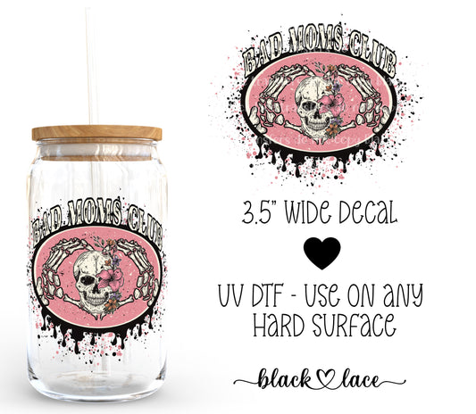 Bad Moms Club Floral Skull ~ Decal