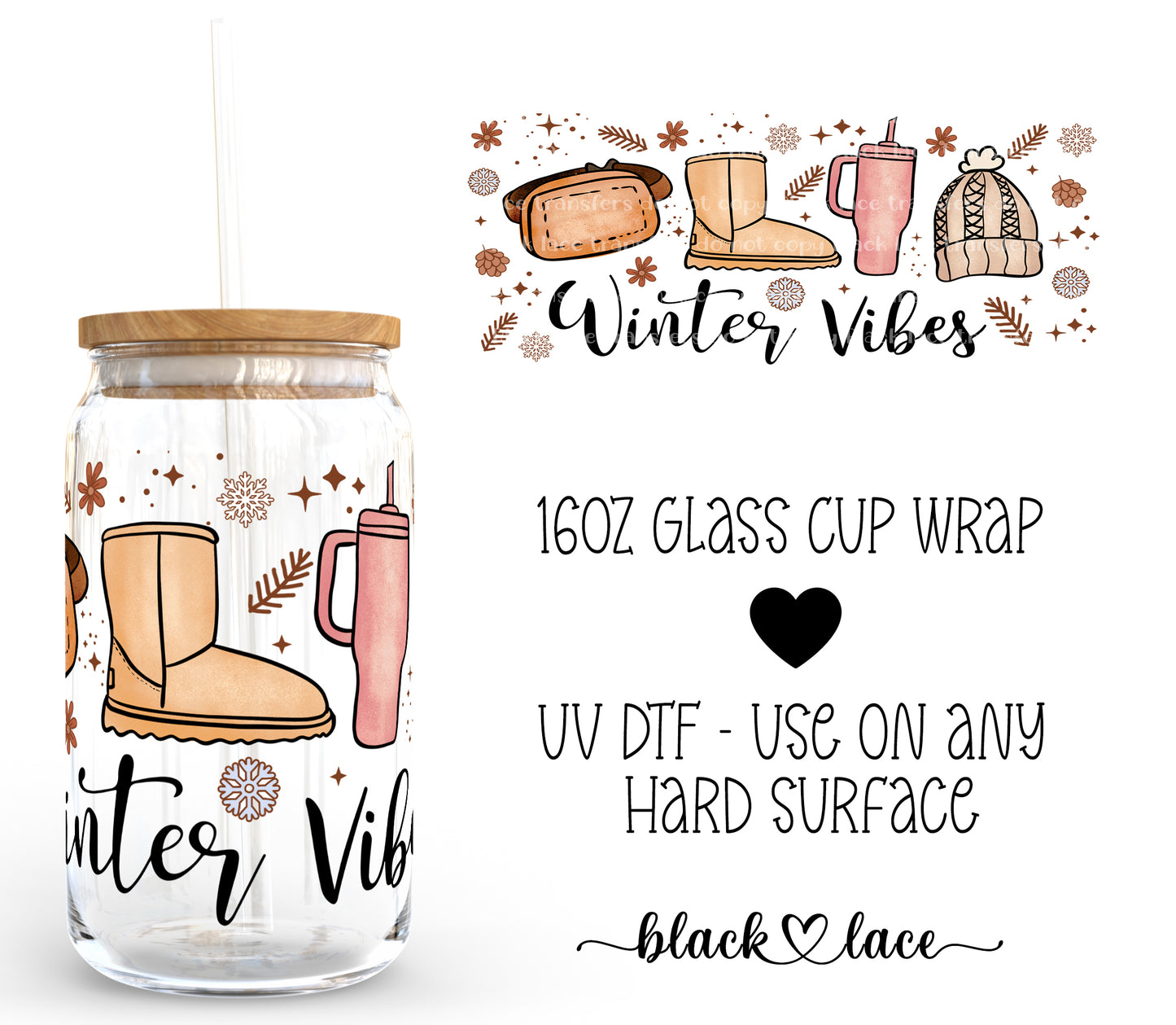 Winter Vibes ~16oz cup wrap