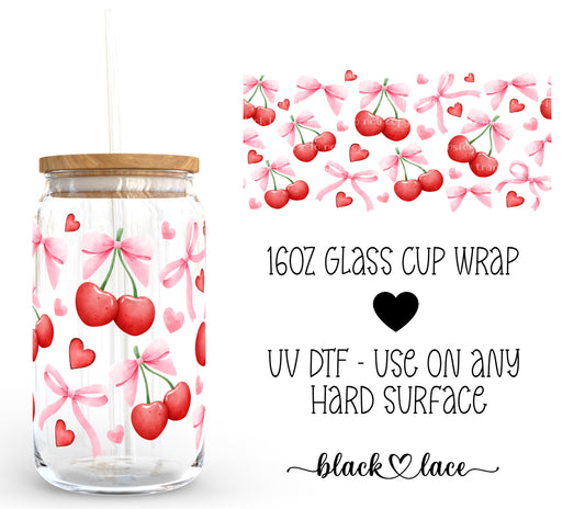 Cherry Bows ~16oz cup wrap