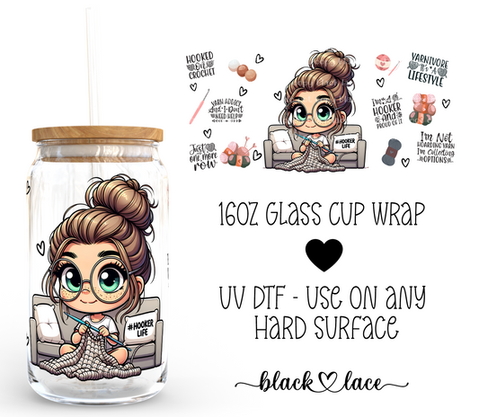 Crochet Girl ~ 16 oz cup wrap