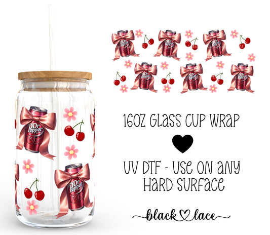 Dr Pepper Girly ~ 16oz cup wrap