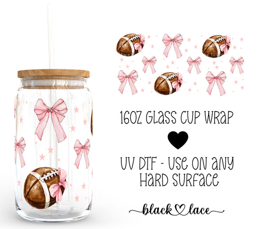 Football Bows ~16oz cup wrap