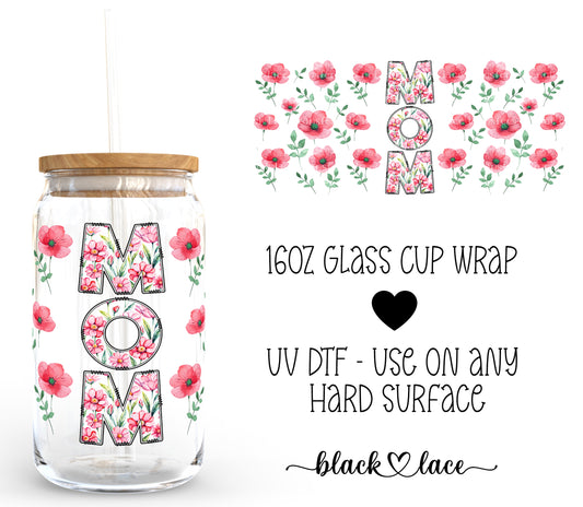 MOM floral ~ 16oz cup wrap
