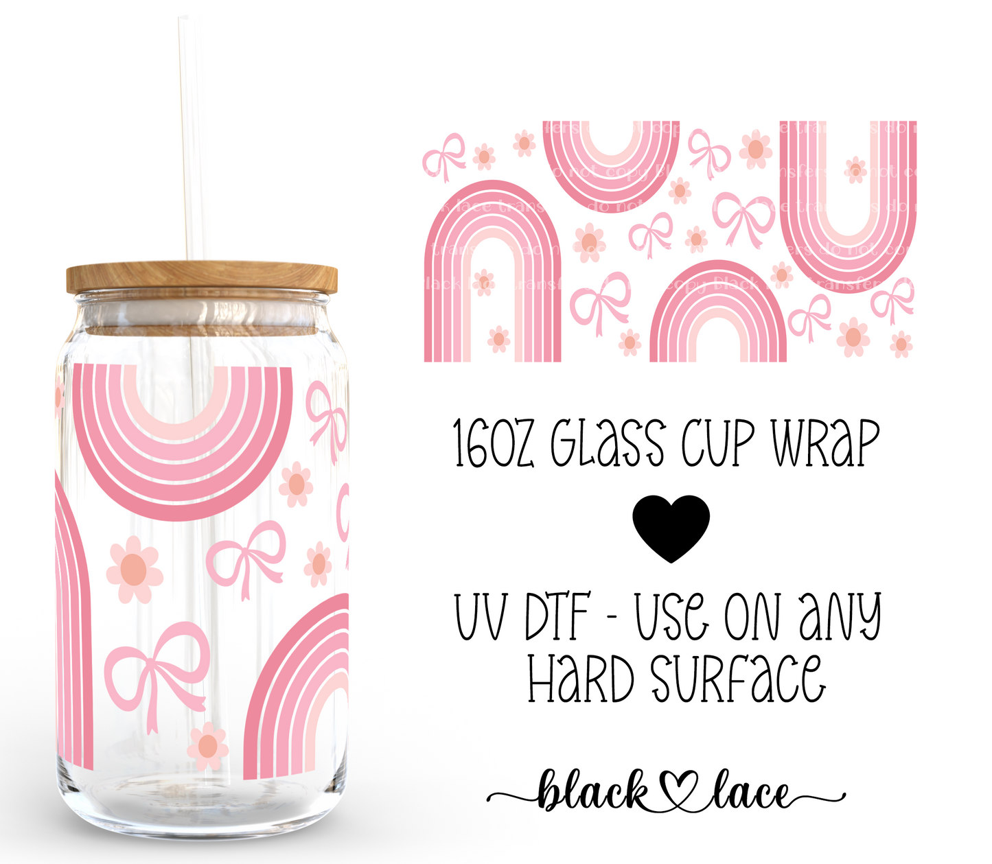 Rainbows and Daisies ~ 16 oz cup wrap