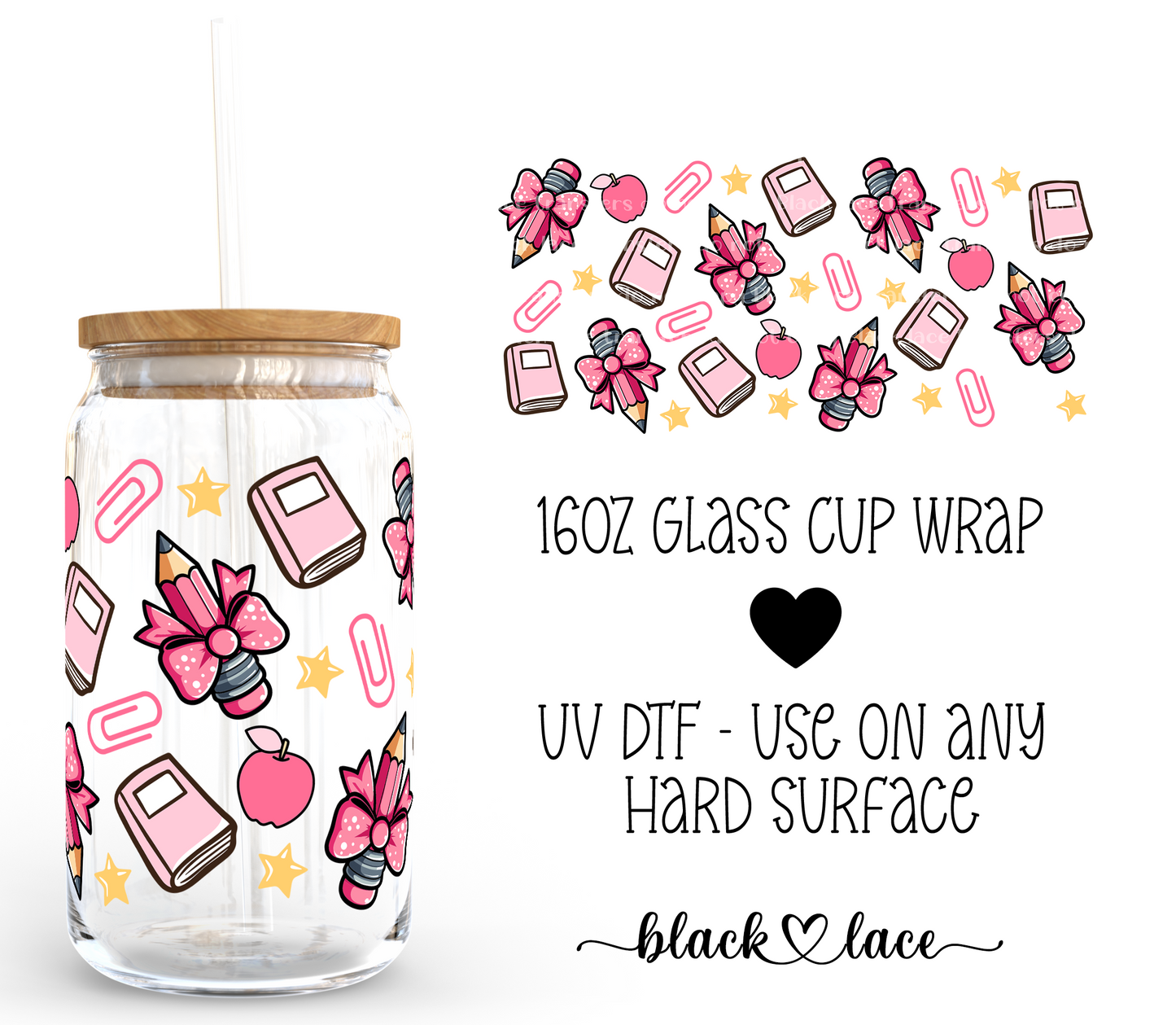 Teacher Bow Supplies ~16oz cup wrap