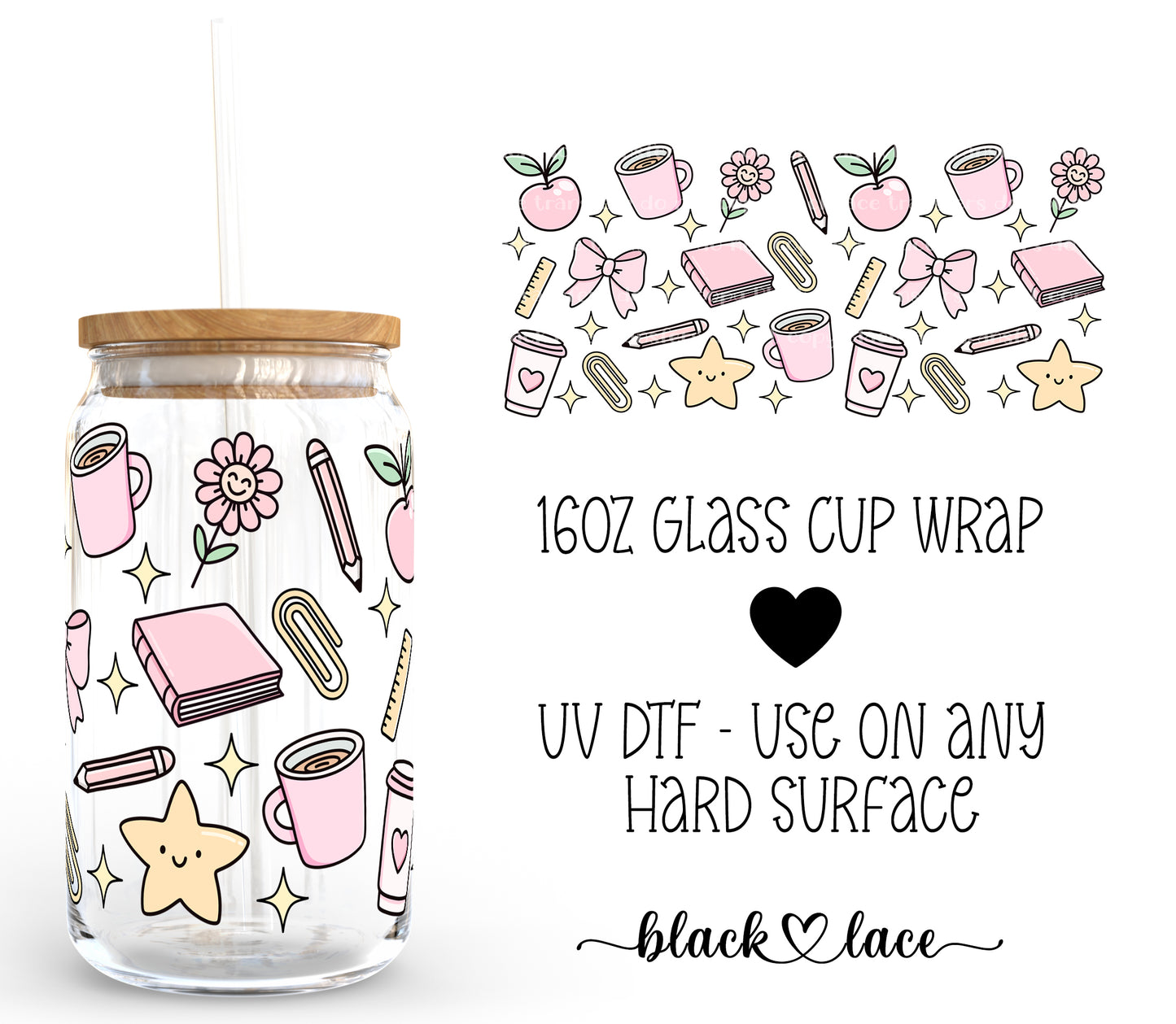 Teacher Pinks ~16oz cup wrap