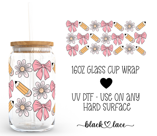 Teacher Bows ~16oz cup wrap